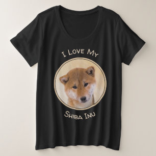 Shiba Inu (Rot) Malerei - Original Hunde Kunst Große Größe T-Shirt