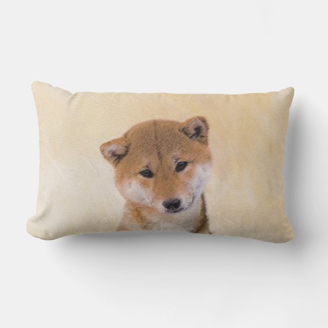 Shiba Inu (Rot) Malerei - Original Hunde Kunst Lendenkissen (Vorderseite)