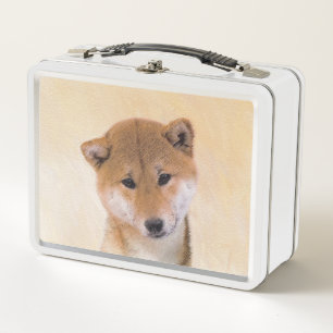 Shiba Inu (Rot) Malerei - Original Hunde Kunst Metall Brotdose