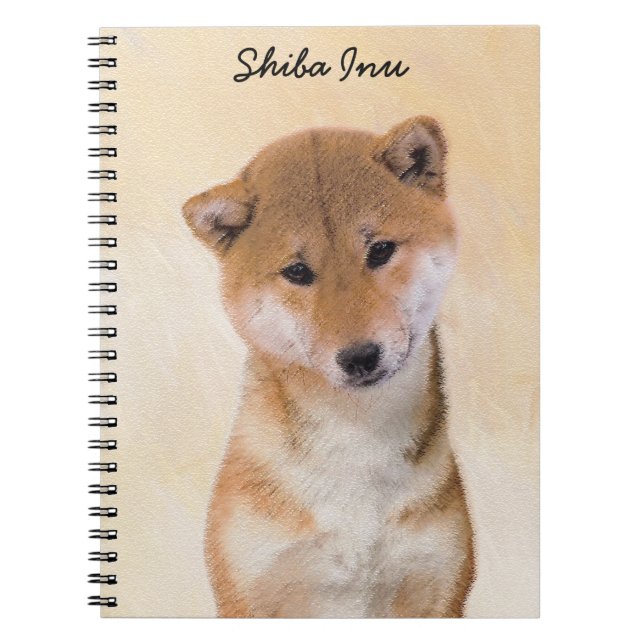 Shiba Inu (Rot) Malerei - Original Hunde Kunst Notizblock (Vorderseite)