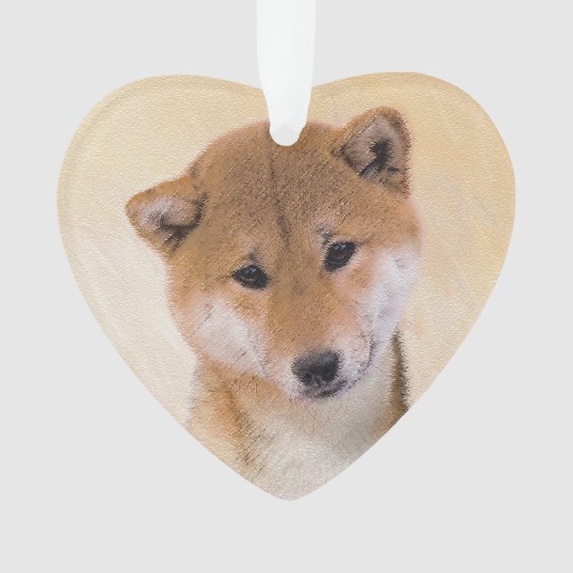 Shiba Inu (Rot) Malerei - Original Hunde Kunst Ornament (Vorderseite)