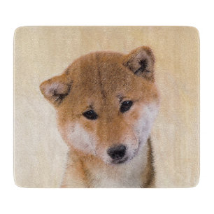 Shiba Inu (Rot) Malerei - Original Hunde Kunst Schneidebrett