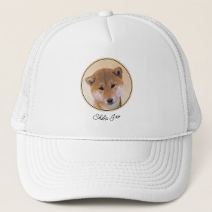 Shiba Inu (Rot) Malerei - Original Hunde Kunst Truckerkappe