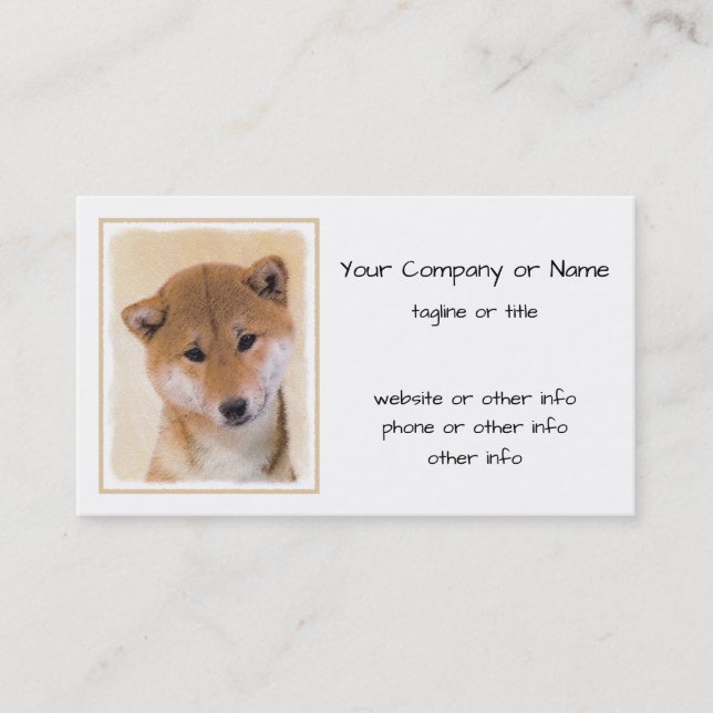 Shiba Inu (Rot) Malerei - Original Hunde Kunst Visitenkarte (Vorderseite)