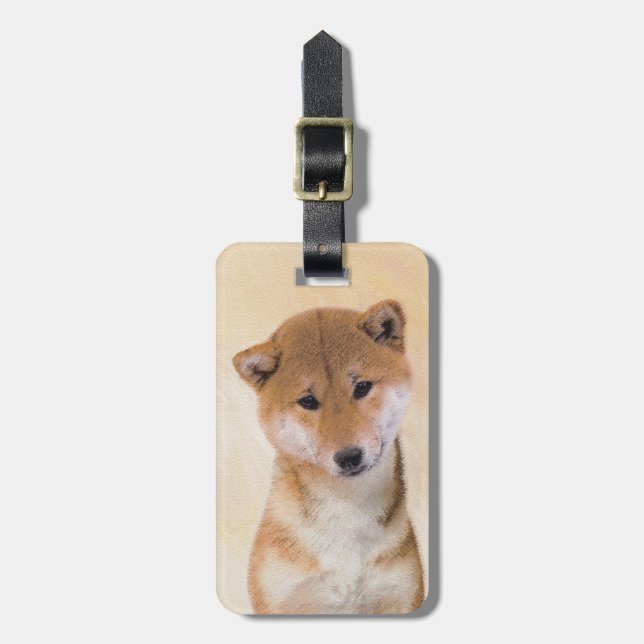 Shiba Inu (Rot) Malerei - Original Hundekunst Gepäckanhänger (Vorderseite vertikal)