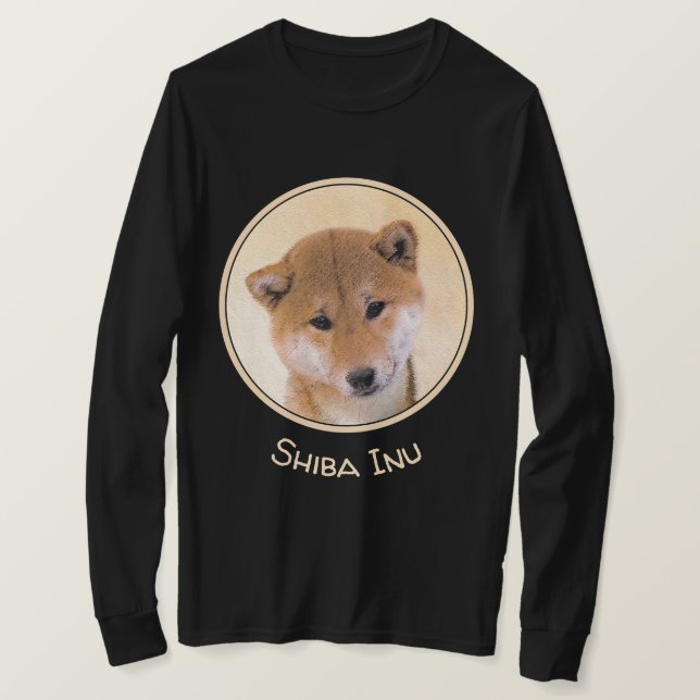 Shiba Inu (Rot) Malerei - Original Hundekunst T-Shirt (Design vorne)