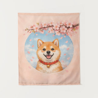 Shiba Inu & Sakura Tapestries Wandteppich