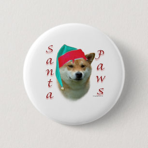 Shiba Inu Santa Paws Button