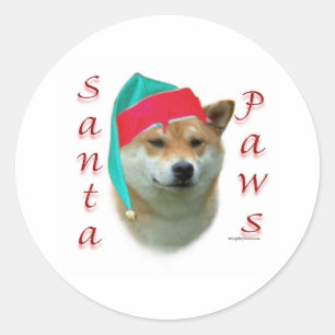 Shiba Inu Santa Paws Runder Aufkleber