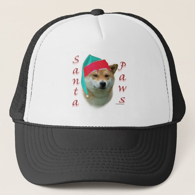 Shiba Inu Santa Paws Truckerkappe (Vorderseite)