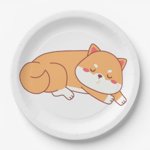 shiba inu schlafender Cartoon Pappteller