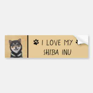 Shiba Inu (Schwarz und Tan) Malerei - Hundekunst Autoaufkleber