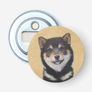 Shiba Inu (Schwarz und Tan) Malerei - Hundekunst Flaschenöffner
