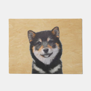 Shiba Inu (Schwarz und Tan) Malerei - Hundekunst Fußmatte