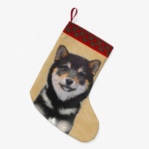 Shiba Inu (Schwarz und Tan) Malerei - Hundekunst Kleiner Weihnachtsstrumpf