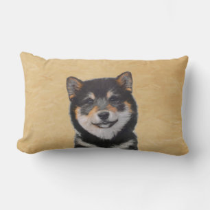Shiba Inu (Schwarz und Tan) Malerei - Hundekunst Lendenkissen