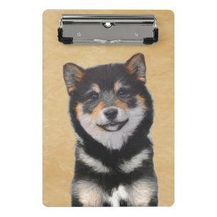 Shiba Inu (Schwarz und Tan) Malerei - Hundekunst Mini Klemmbrett