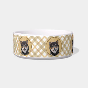 Shiba Inu (Schwarz und Tan) Malerei - Hundekunst Napf