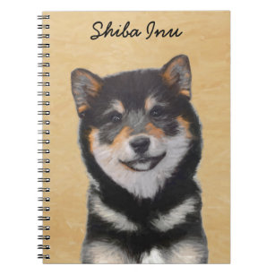Shiba Inu (Schwarz und Tan) Malerei - Hundekunst Notizblock
