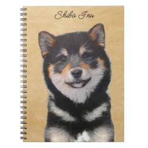 Shiba Inu (Schwarz und Tan) Malerei - Hundekunst Notizblock
