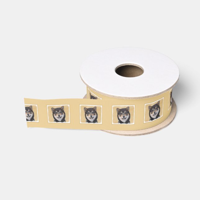 Shiba Inu (Schwarz und Tan) Malerei - Hundekunst Ripsband (Spule)
