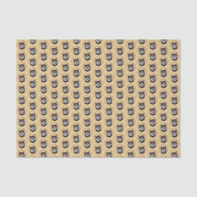 Shiba Inu (Schwarz und Tan) Malerei - Hundekunst Seidenpapier (Vorderseite)