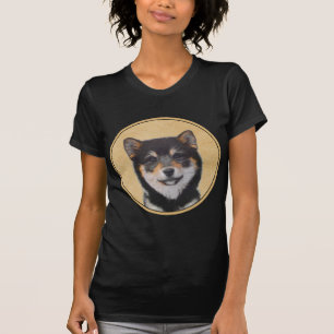 Shiba Inu (Schwarz und Tan) Malerei - Hundekunst T-Shirt