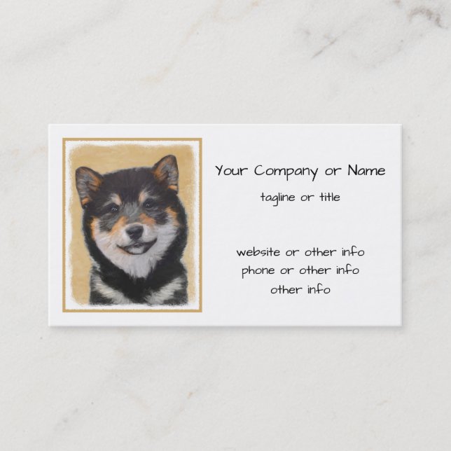 Shiba Inu (Schwarz und Tan) Malerei - Hundekunst Visitenkarte (Vorderseite)
