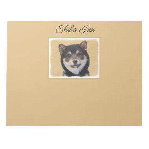 Shiba Inu (Schwarz und Tan) Malerei - Hundekunstno Notizblock