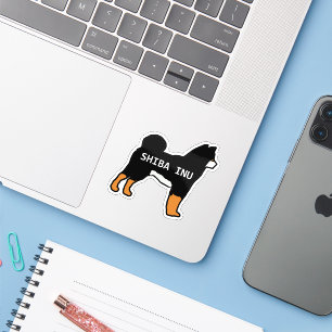 shiba inu schwarz und tan name Silhouette Aufkleber