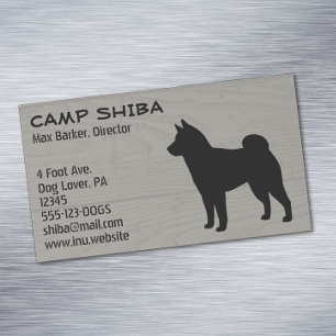 Shiba Inu Silhouette Hunderasse im Holzstil Magnetische Visitenkarte