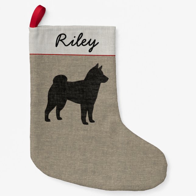 Shiba Inu Silhouette-personalisiertes Kleiner Weihnachtsstrumpf (Vorderseite)