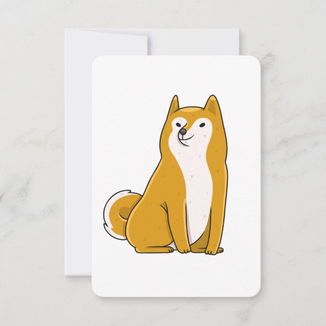 shiba inu sitzender Cartoon Einladung (Vorderseite)