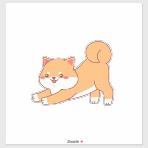 Shiba inu Stretching Cartoon Aufkleber