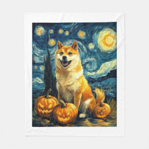 Shiba Inu Süßer Hund Halloween Jack O Lantern Kürb Fleecedecke