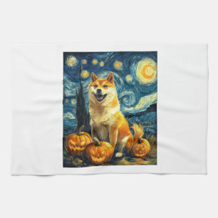 Shiba Inu Süßer Hund Halloween Jack O Lantern Kürb Geschirrtuch