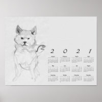 Shiba Inu Tableau original 4 Calendrier Poster 202