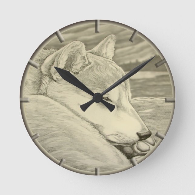 Shiba Inu Uhr-Geschenk-Dekor 柴犬礼物 Wanduhr (Vorderseite)