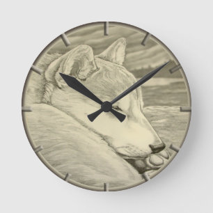 Shiba Inu Uhr-Geschenk-Dekor 柴犬礼物 Wanduhr