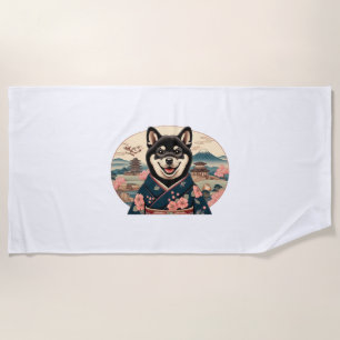 Shiba Inu Ukiyo-e-Stil Strandtuch