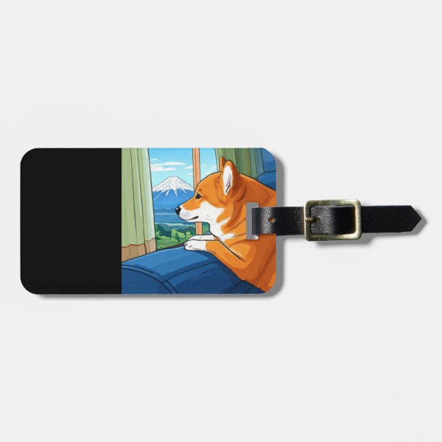 shiba inu und mt fuji Gepäckmarke Gepäckanhänger (Vorderseite horizontal)