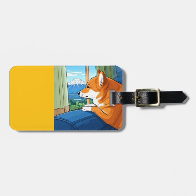 shiba inu und mt fuji Gepäckmarke Gepäckanhänger (Vorderseite horizontal)