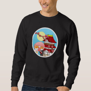 Shiba Inu Uni Dog Burg Temple Kimono Blume Sun Sweatshirt