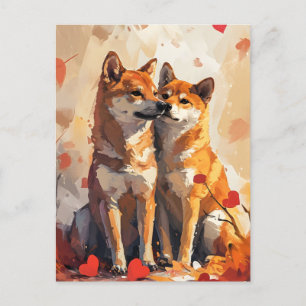 Shiba Inu Valentinstag Postkarte
