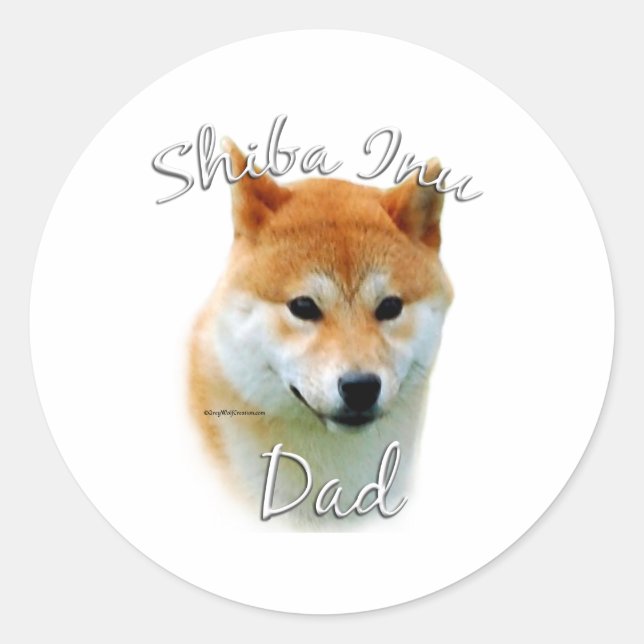 Shiba Inu Vater 2 Runder Aufkleber (Vorderseite)