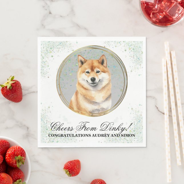 Shiba inu Wedkins mit Hunden Foto Serviette (Beispiel)