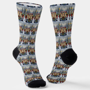 Shiba Inu Weihnachten Rotes Lastwagen Ferien Socken