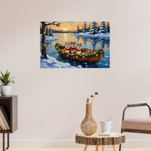 Shiba Inu Weihnachtsboot Urlaub Poster