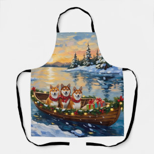Shiba Inu Weihnachtsboot Urlaub Schürze