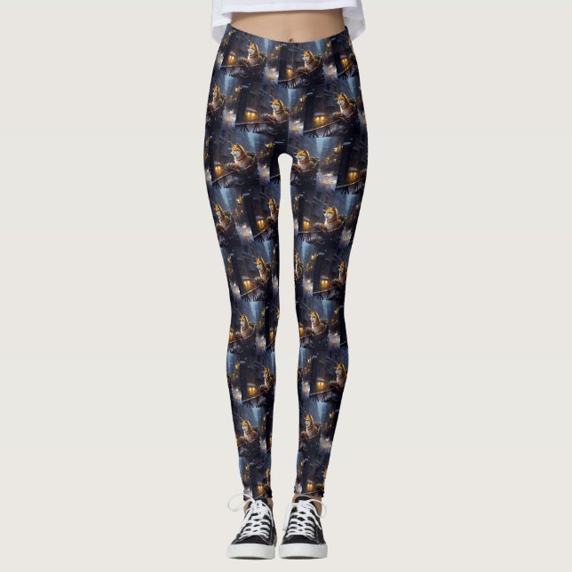 Shiba Inu Weihnachtsfeiertage Leggings (Vorderseite)